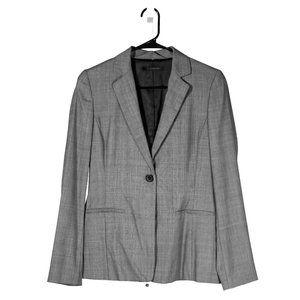 Elie Tahari Womens Blazer Gray Plaid Wool One Button Stretch Lined Suit Jacket 6